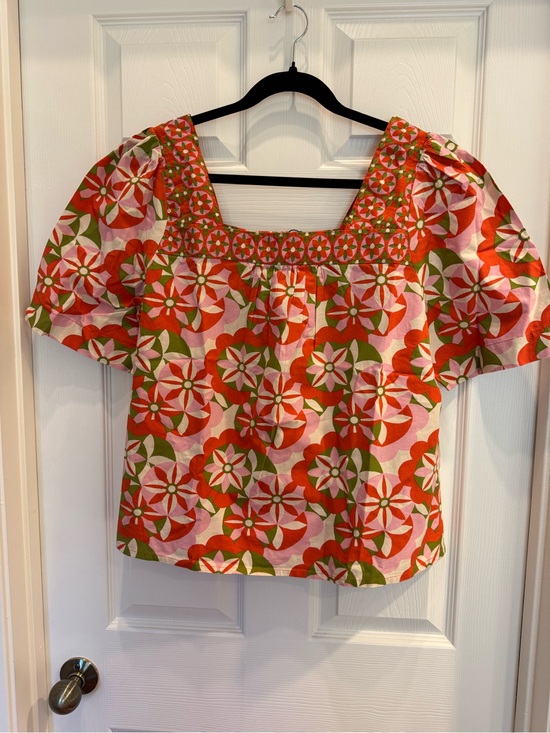 Printfresh Tops - Printfresh NWT Tara Blouse Square-Neck Floral Peasant Top in Red & Pink